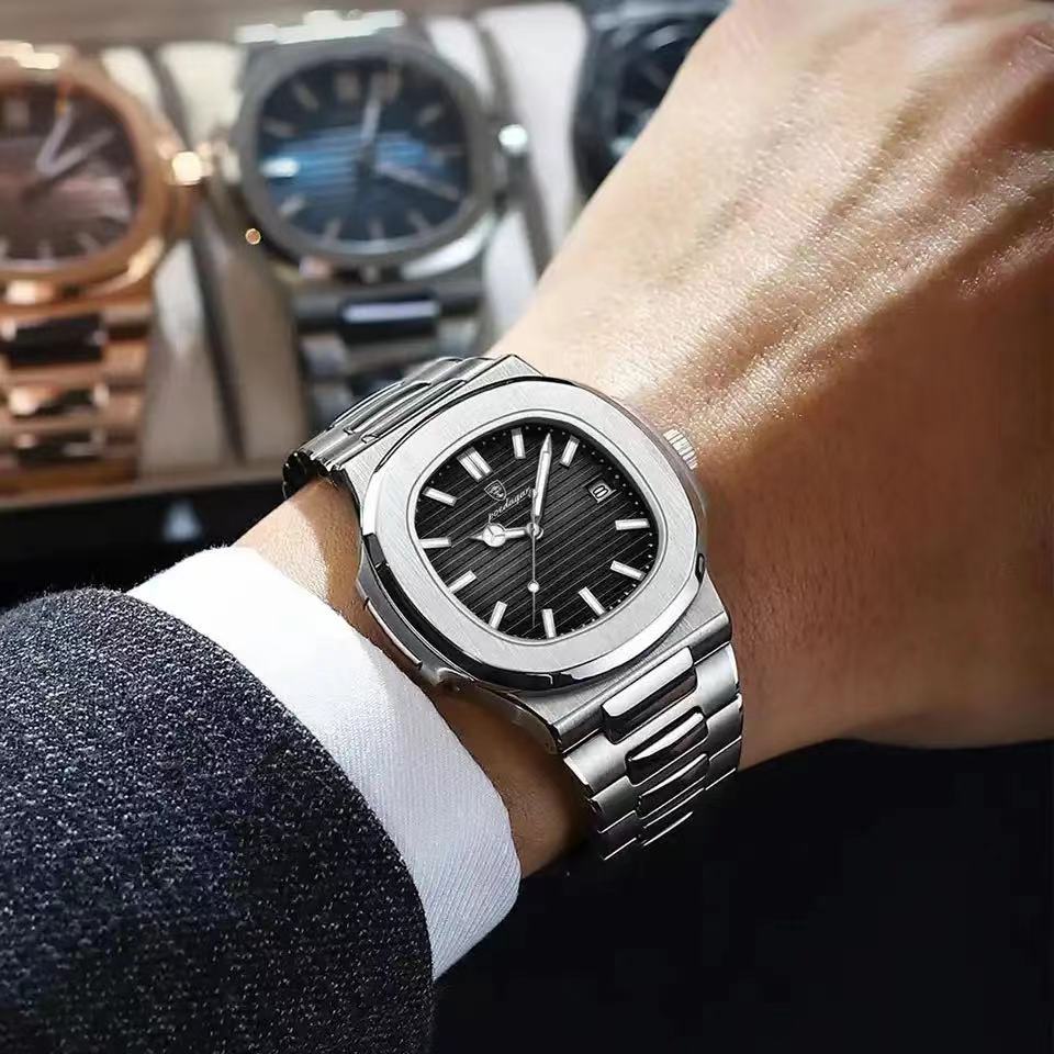 Reloj Poedagar cuadrado negro de lujo hombre luminoso cuarzo