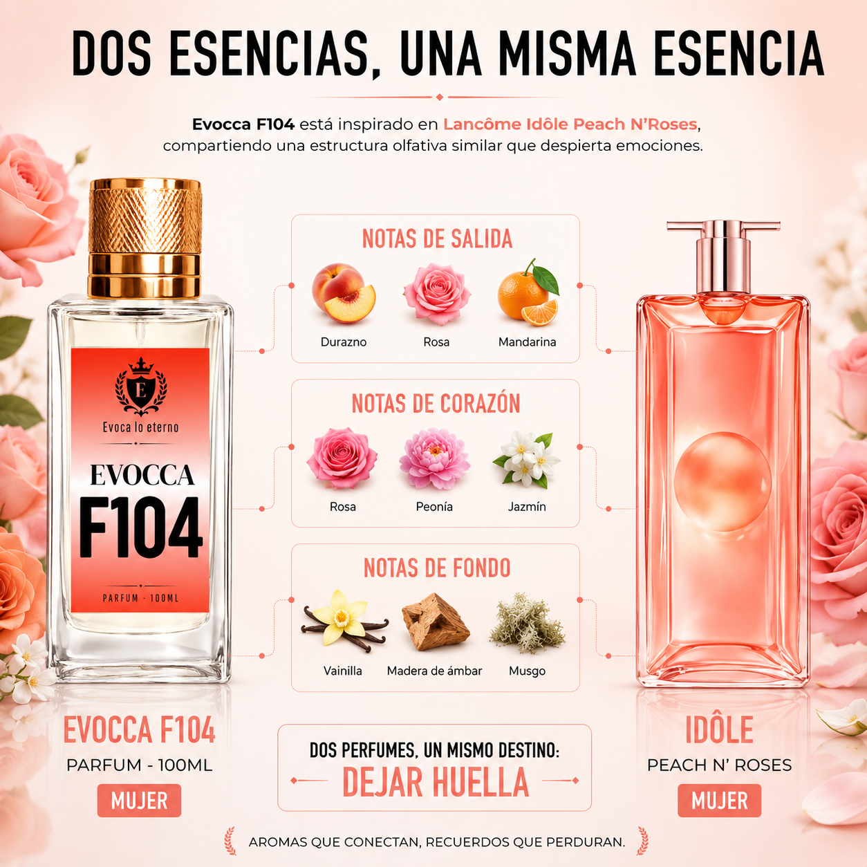 Evocca F104 Parfum 100ml Mujer (Lancome Idole Peach N Roses)