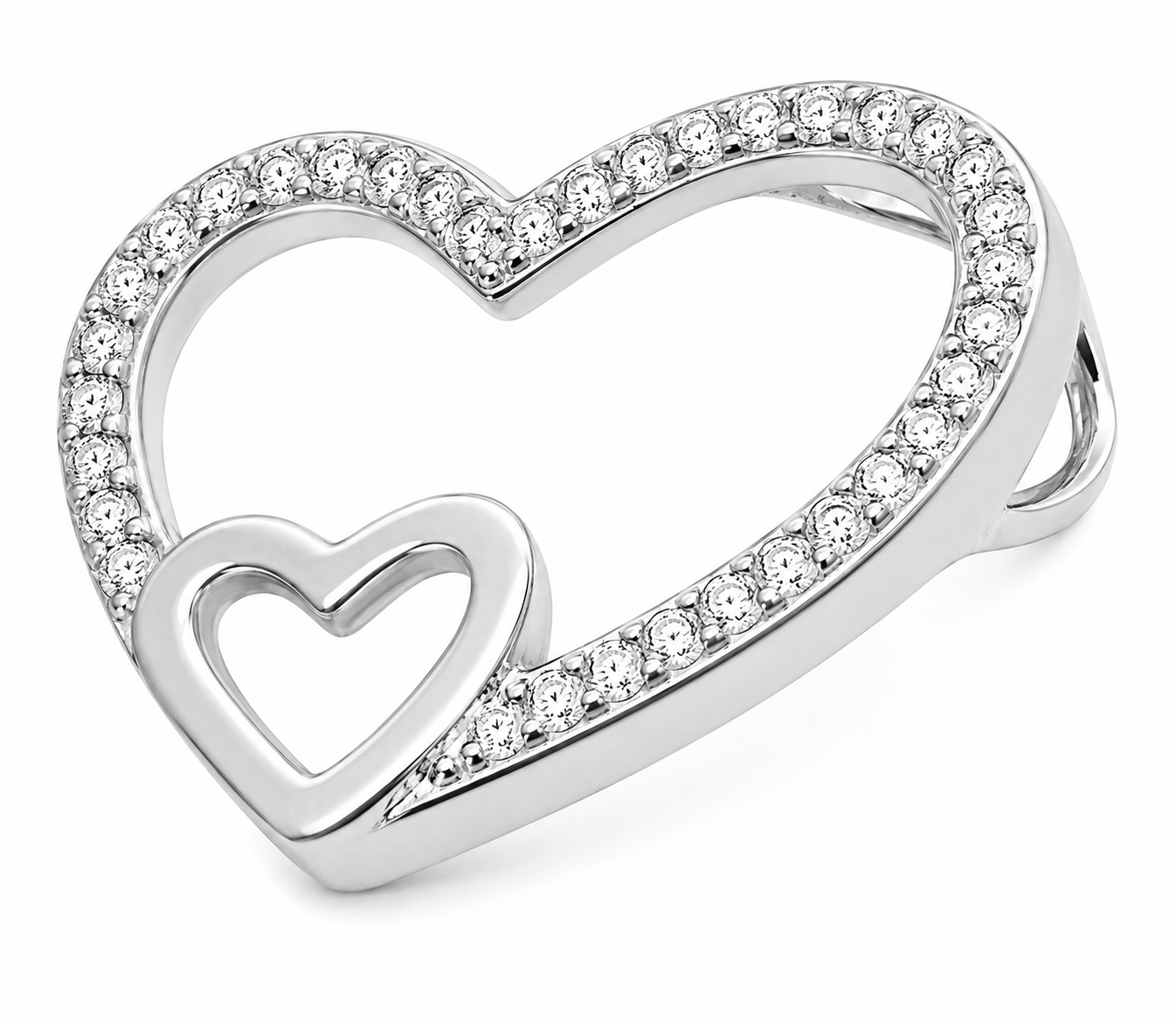 Dije 2 corazones con piedras Plata Italiana 925