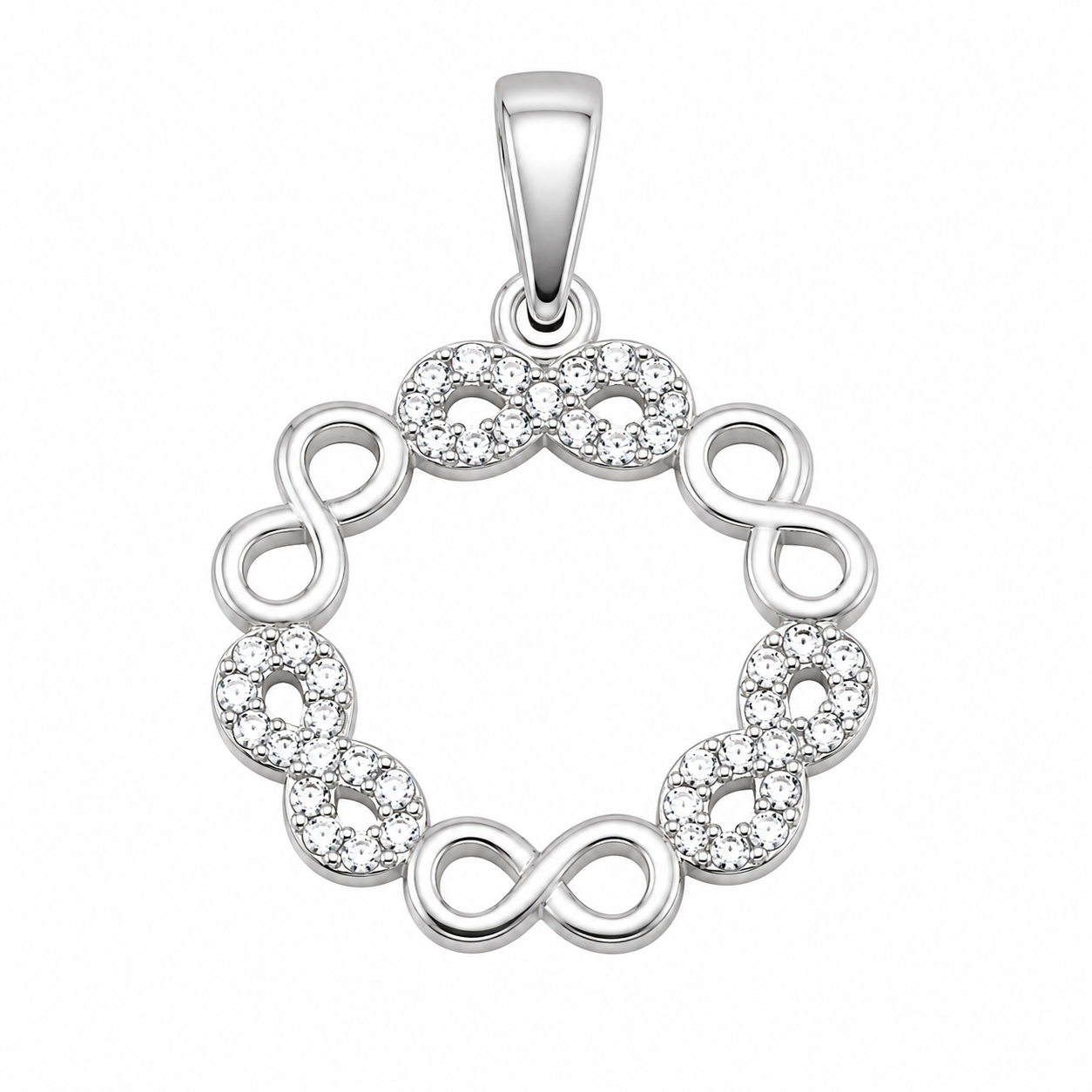 Dije circulo de infinitos con piedras murano Plata Italiana 925