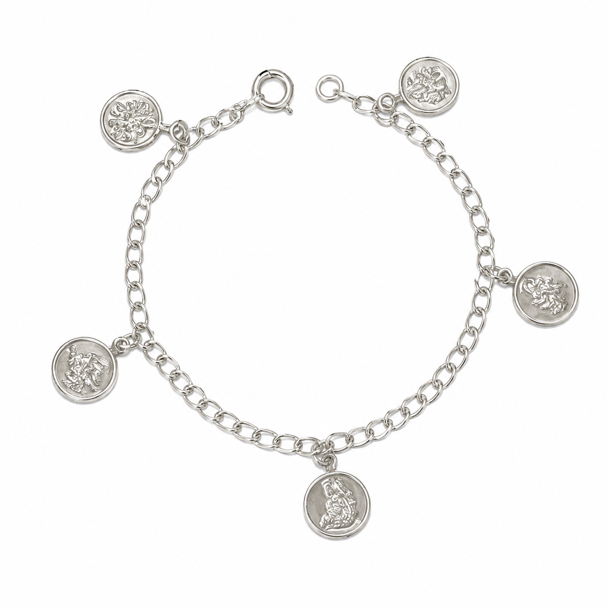 Pulsera gruesa 5 santos, 20cm plata 925