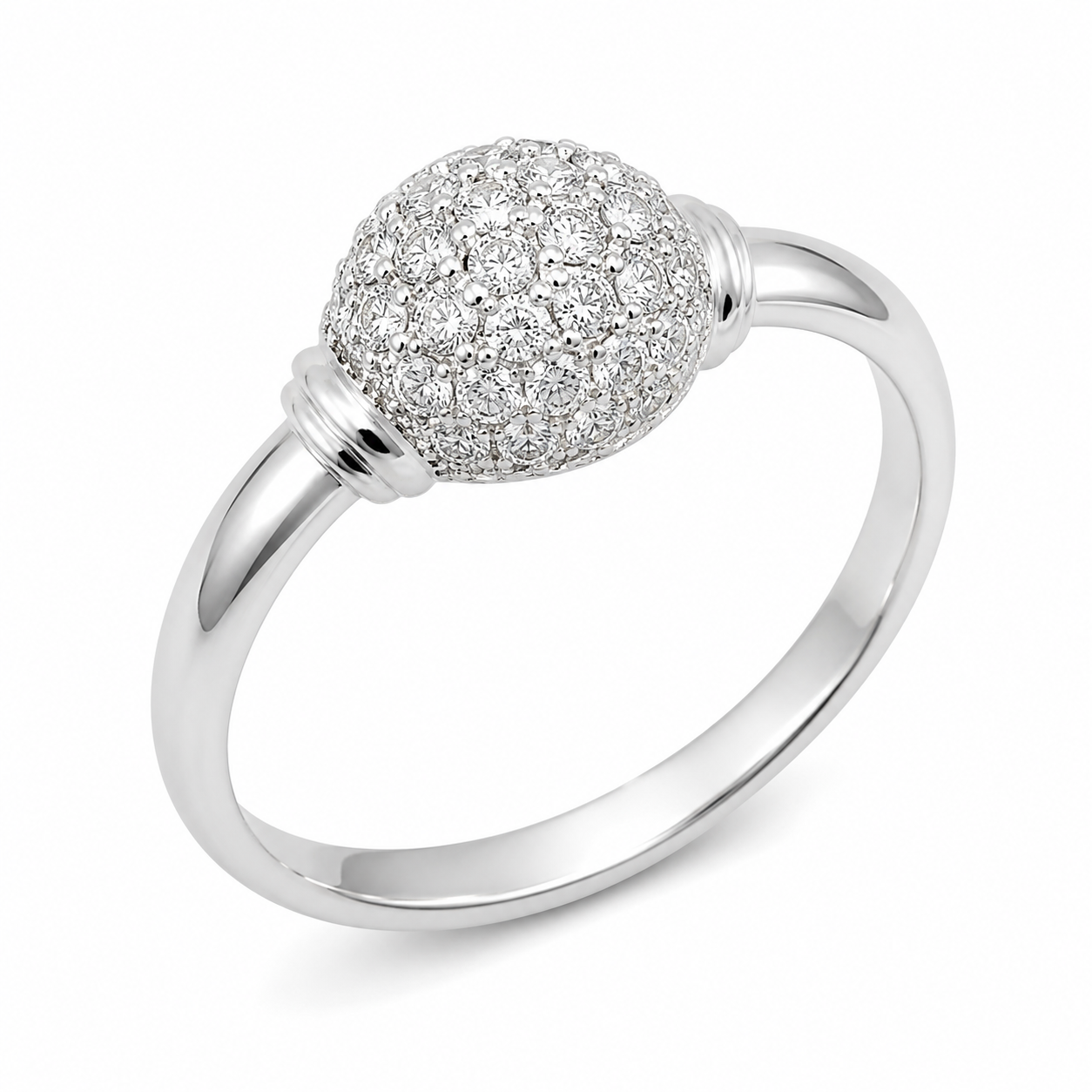 Anillo bola con piedras blancas Plata Italiana 925