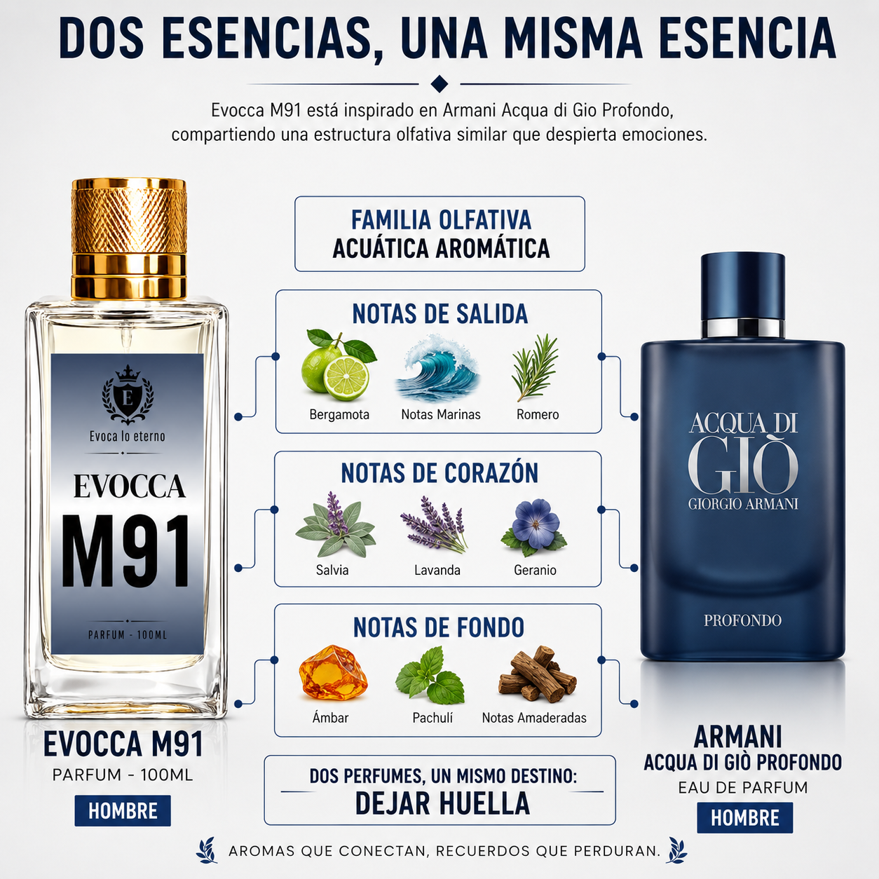 Evocca M91 Parfum 100ml Hombre (Armani Acqua di Gio Profondo)