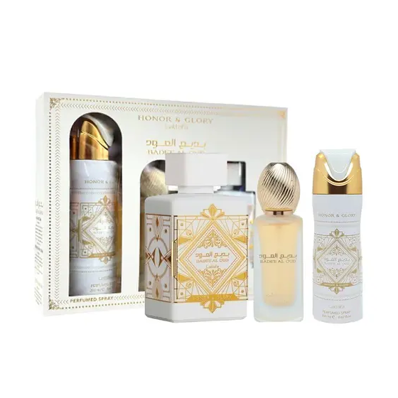 Lattafa Estuche Badee Al Oud Honor And Glory 100ml+200ml Perfume Spray + 50ml Hair Mist Unisex