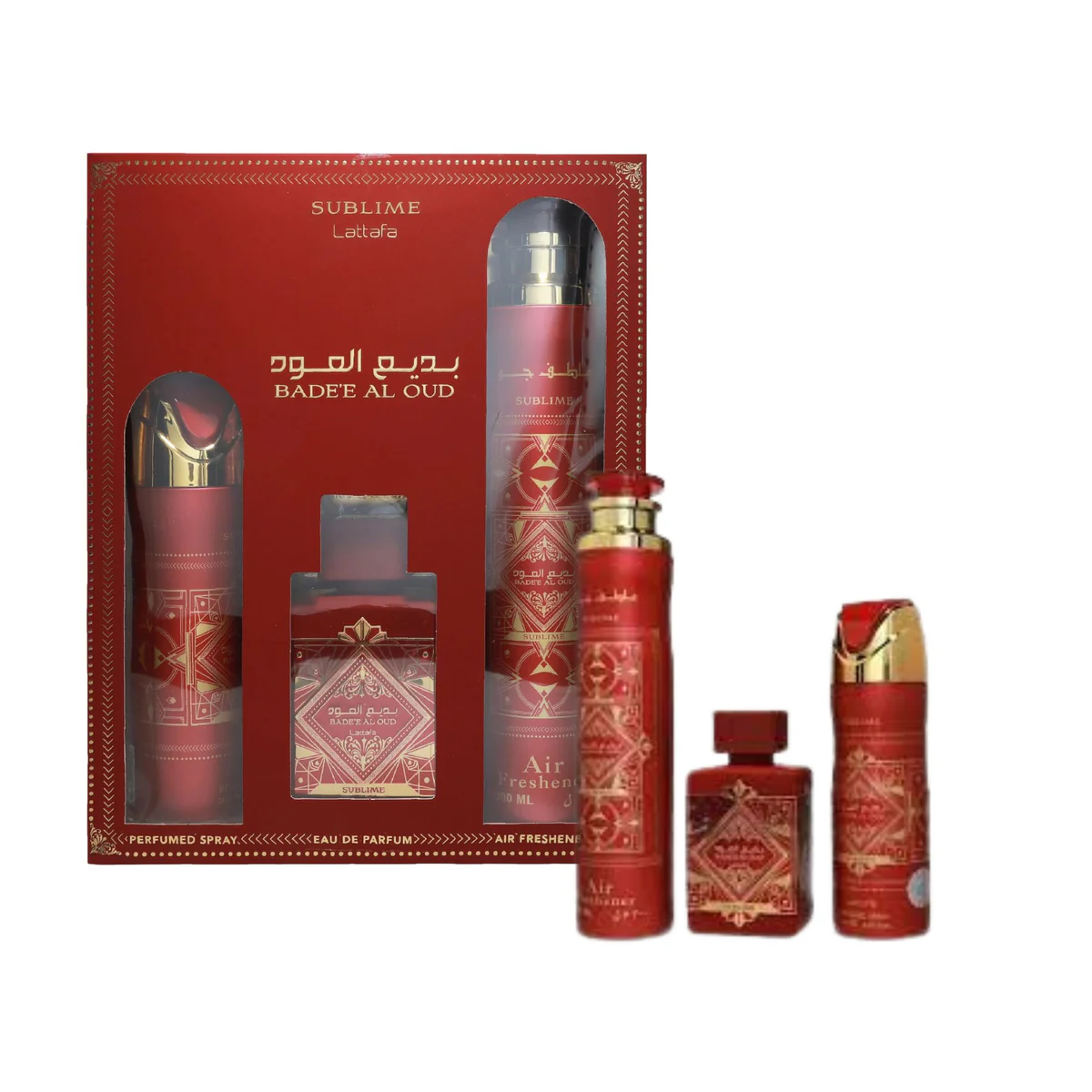 Lattafa Estuche Badee Al Oud Sublime 100ml+200ml Perfume Spray + 300ml Air Freshener Unisex