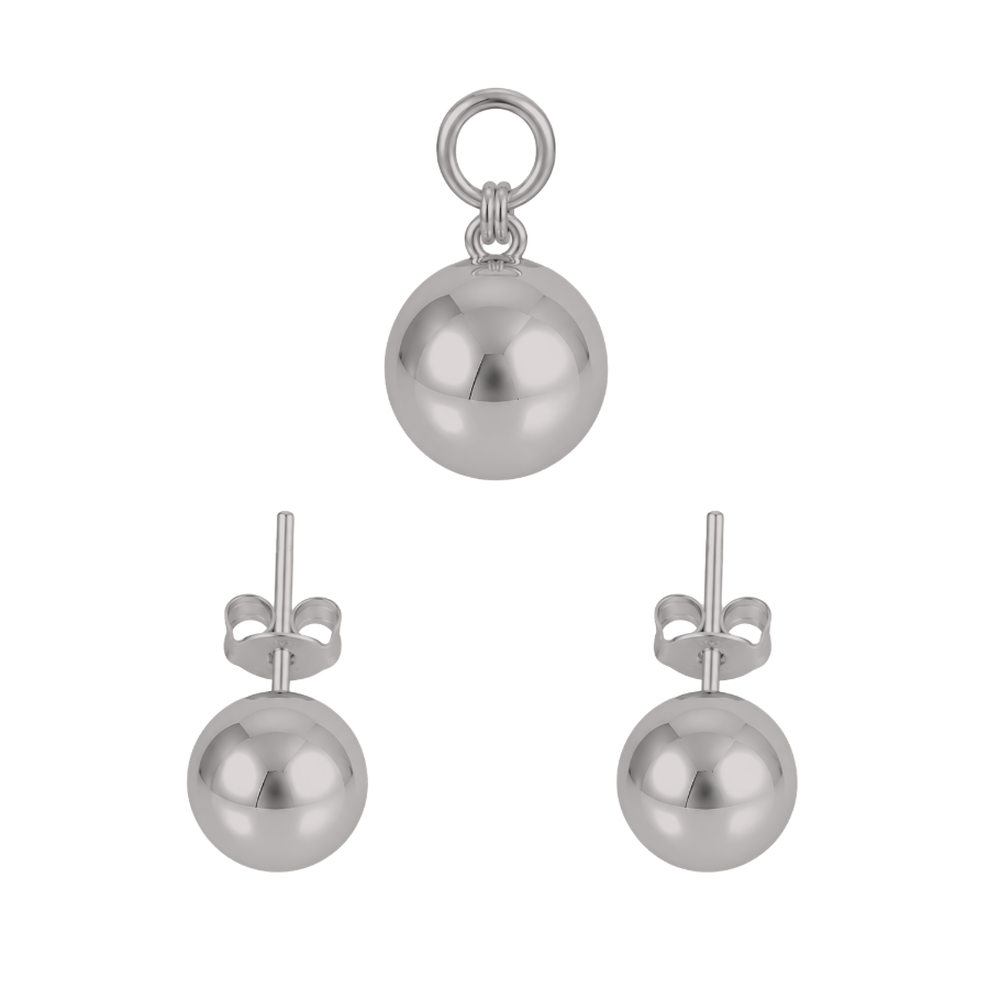 Conjunto de bolitas dije y colgantes plata 925