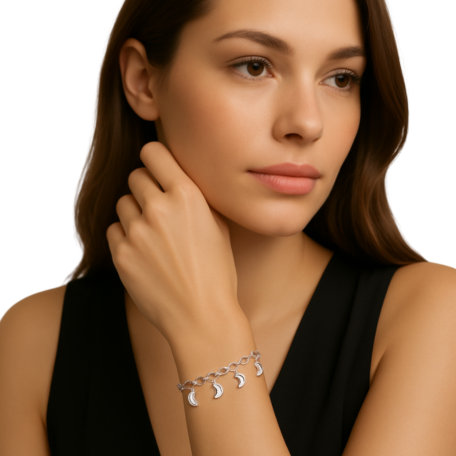 Pulsera cara luna, 19cm plata 925