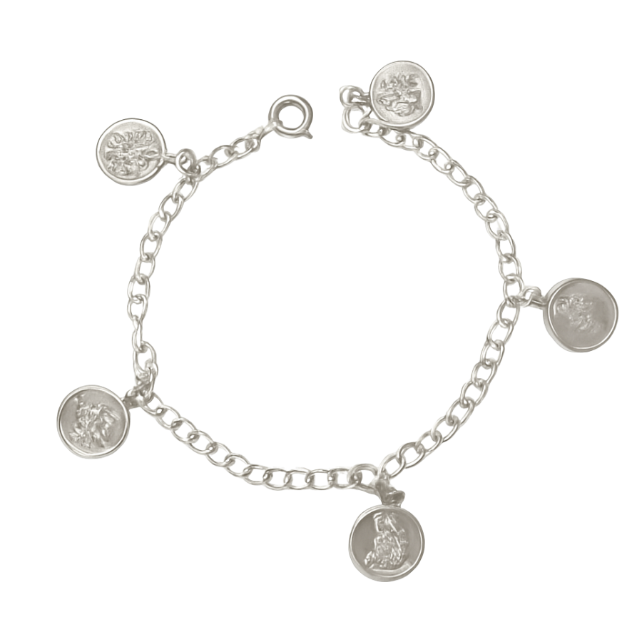 Pulsera gruesa 5 santos, 20cm plata 925