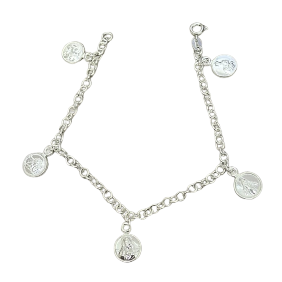 Pulsera gruesa 5 santos, 20cm plata 925