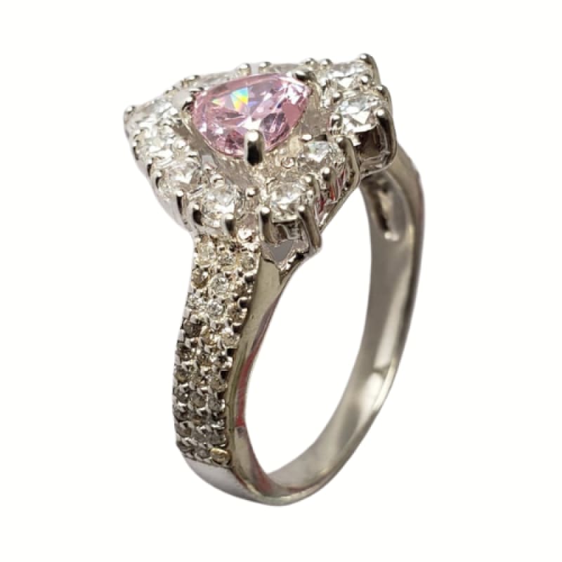 Anillo 2 corazones uno rosa con piedras plata 925 - Metalli - 9 - Perfumisimo