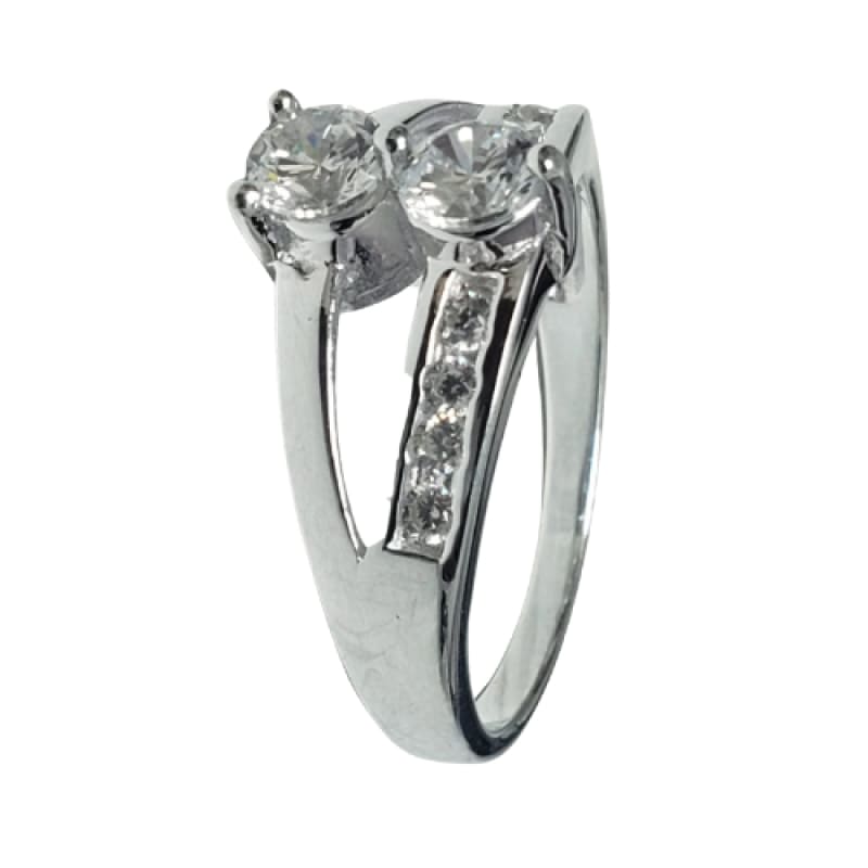 Anillo 2 líneas separadas piedra blanca Plata 925 - Metalli - 6 - Perfumisimo