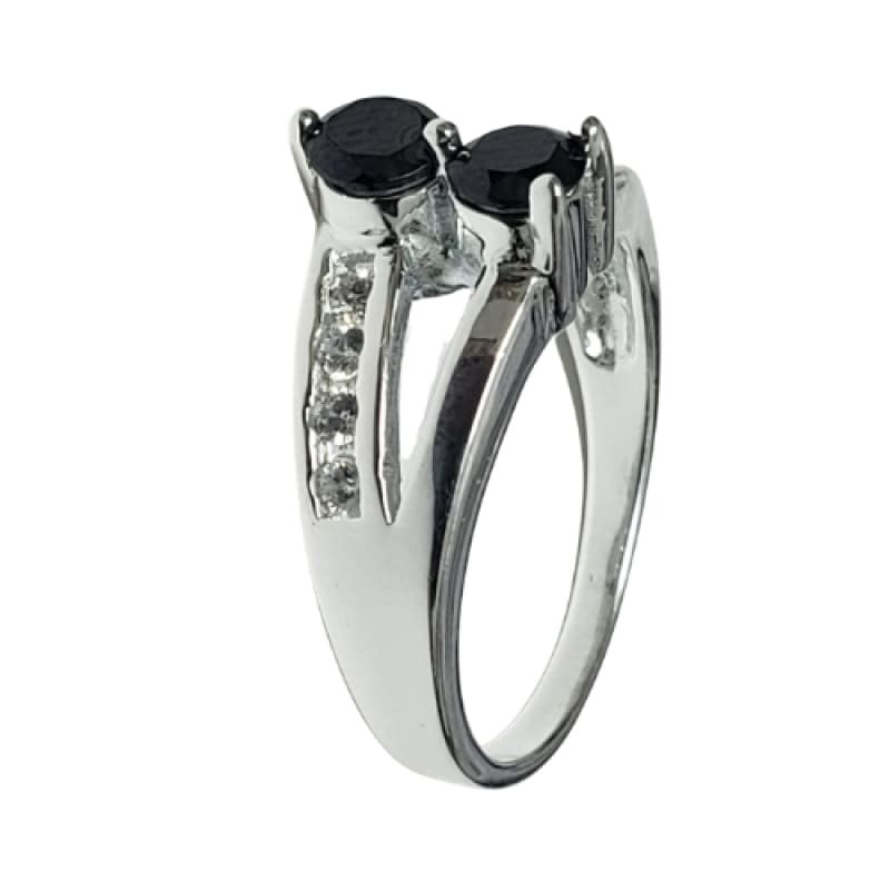 Anillo 2 líneas separadas piedra negra Plata 925 - Metalli - 6 - Perfumisimo