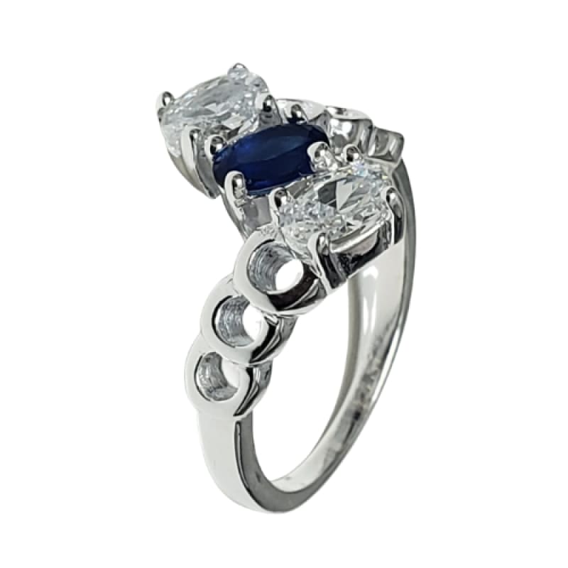 Anillo círculos y tres piedras 1 azul 2 blancas plata 925 - Metalli - 8 - Perfumisimo