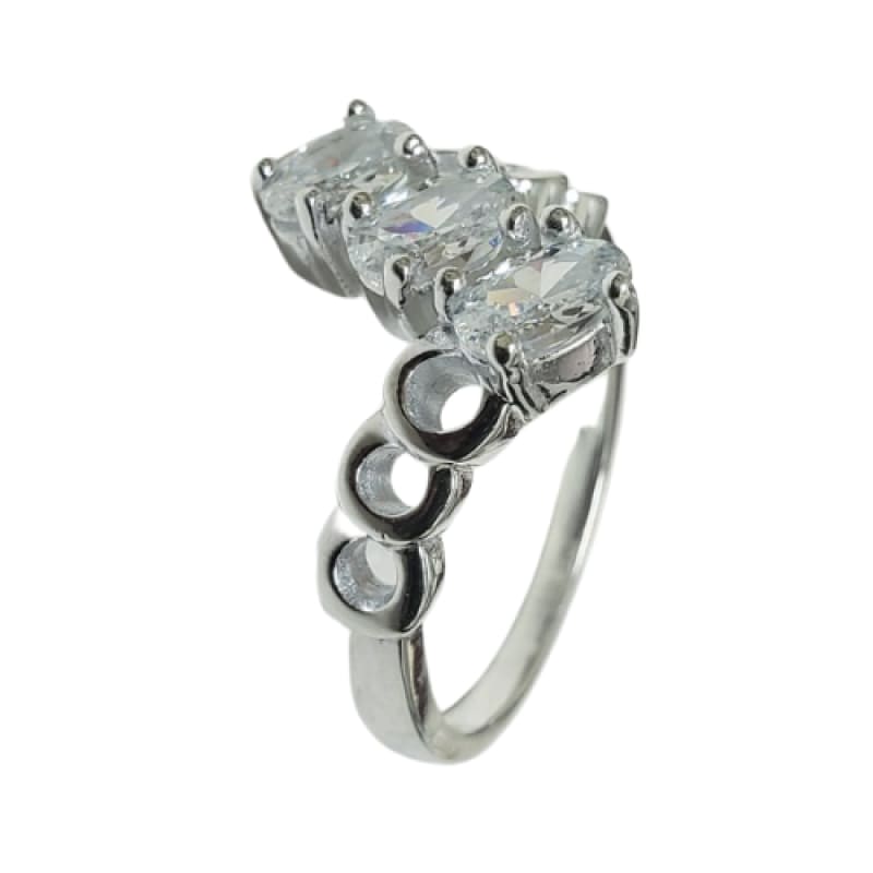 Anillo círculos y tres piedras blancas plata 925 - Metalli - 7 - Perfumisimo