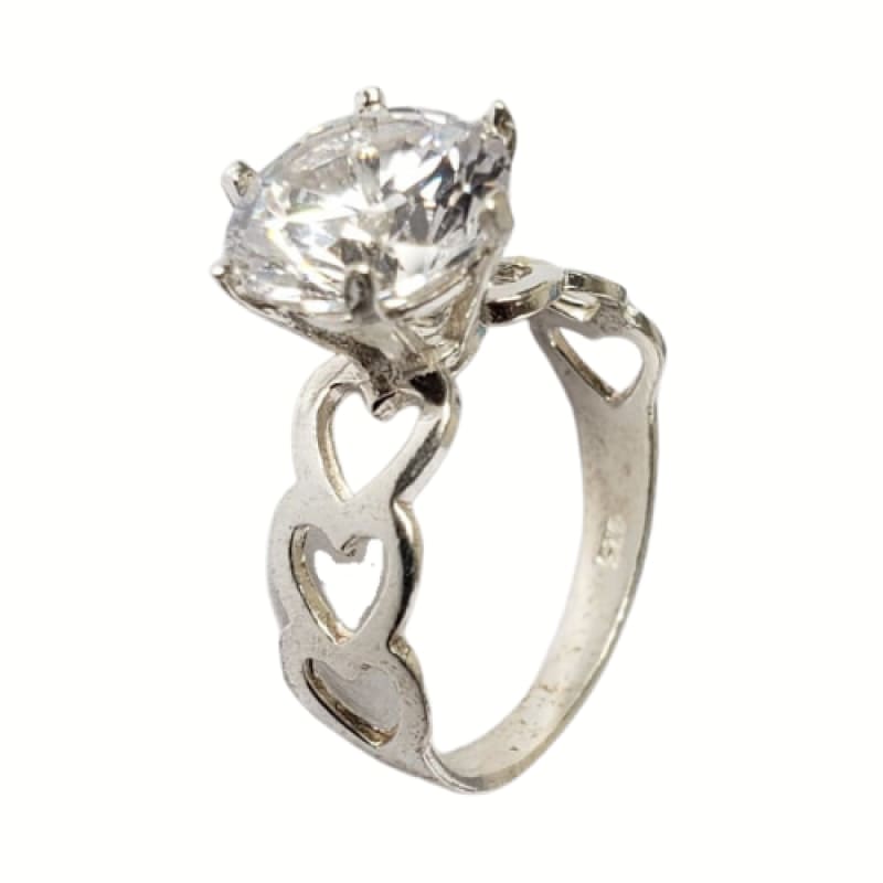 Anillo corazones y piedra blanca plata 925 - Metalli - 7 - Perfumisimo