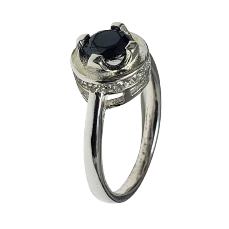 Anillo corona de piedras y solitario negro en plata 925 - Metalli - 7 - Perfumisimo