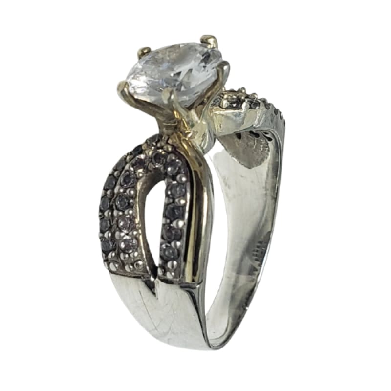 Anillo de Plata con 4 líneas de piedras y oro colombiano - Metalli - 7 - Perfumisimo