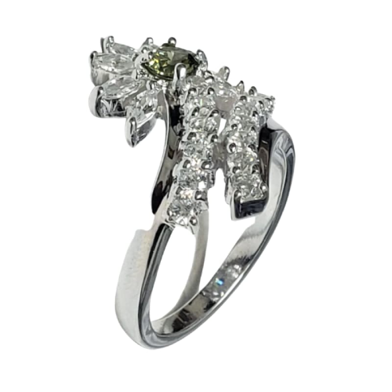 Anillo flor y líneas de piedras plata 925 - Metalli - 8 - Perfumisimo