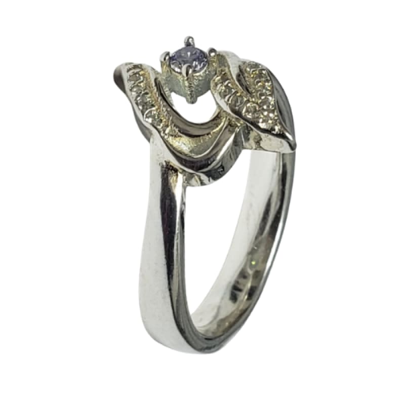 Anillo hojas entrelazadas y piedra lila plata 925 - Metalli - 7 - Perfumisimo