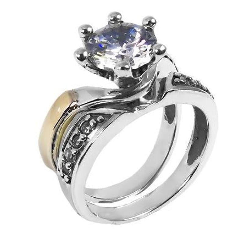 Anillo Oro y Plata solitario doble acoplado colombiano - Metalli - 6 - Perfumisimo