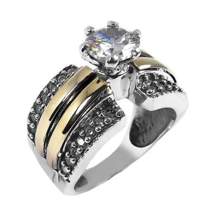 Anillo Oro y Plata solitario separado con piedras colombiano N°8 - Metalli - 8 - Perfumisimo