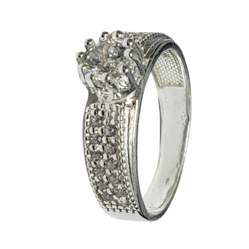 Anillo De Corona De Quinceañera De Oro Blanco De 14