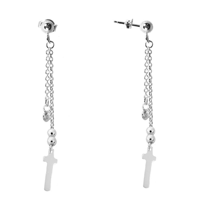 Aros cruz y piedra colgante Plata Italiana 925 - Metalli - Default Title - Perfumisimo