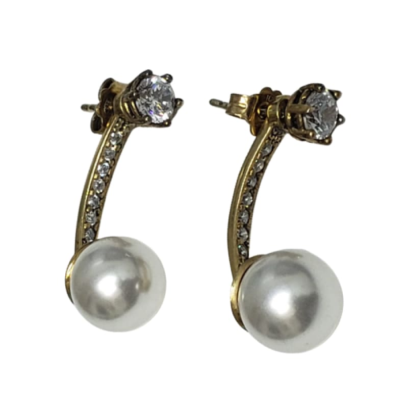 Aros de plata con baño de oro piedras y perla cultivada - Metalli - Default Title - Perfumisimo