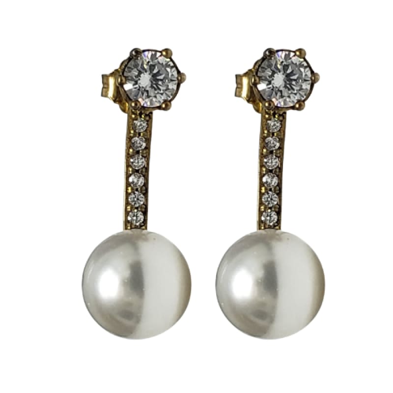 Aros de plata con baño de oro piedras y perla cultivada - Metalli - Default Title - Perfumisimo