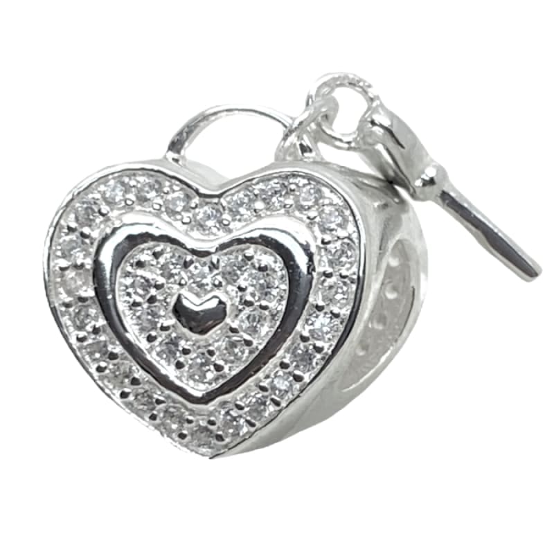 Charm corazón con piedras y llave Plata Italiana 925 - Metalli - Default Title - Perfumisimo
