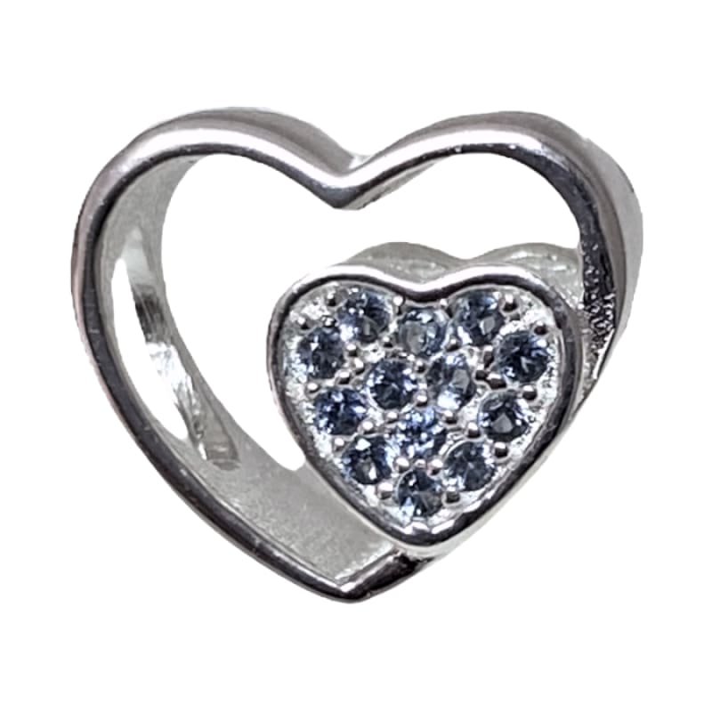 Charm corazón y corazón con piedras celestes Plata Italiana 925 - Metalli - Default Title - Perfumisimo