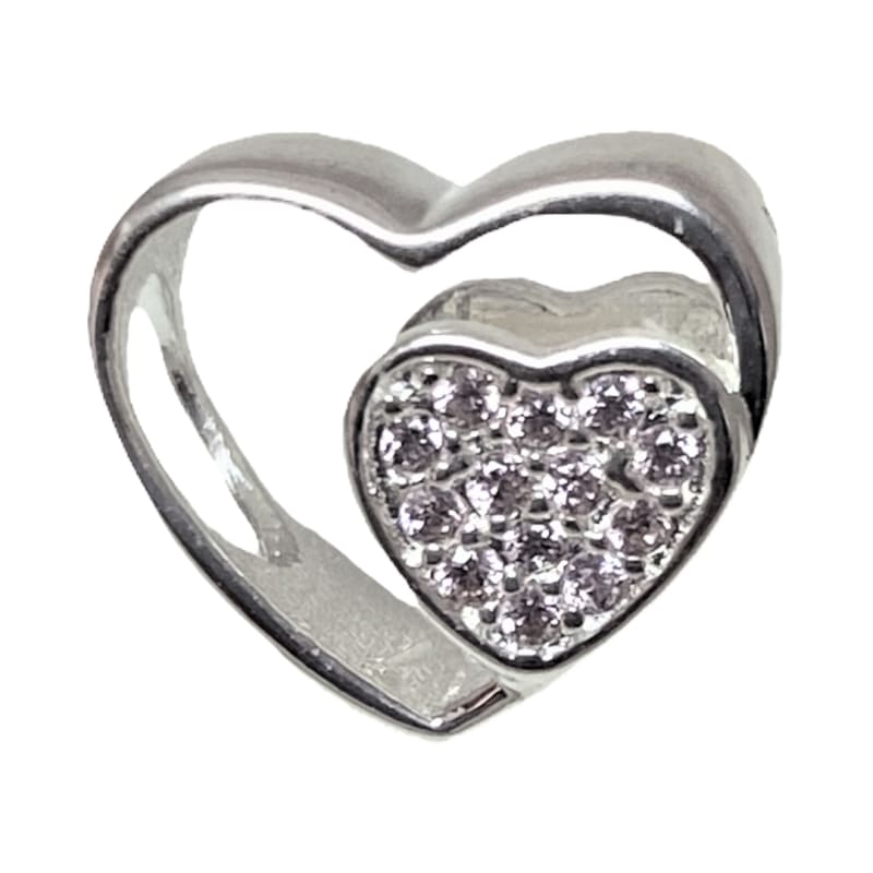 Charm corazón y corazón con piedras rosa Plata Italiana 925 - Metalli - Default Title - Perfumisimo