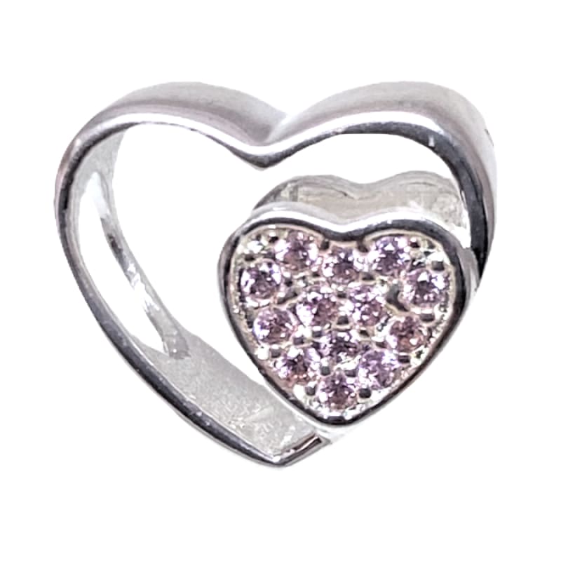 Charm corazón y corazón con piedras rosa Plata Italiana 925 - Metalli - Default Title - Perfumisimo