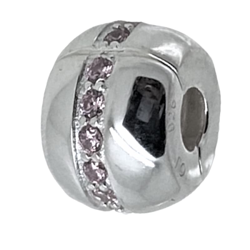 Charm Fijador con linea de piedras rosadas Plata Italiana 925 - Metalli - Default Title - Perfumisimo