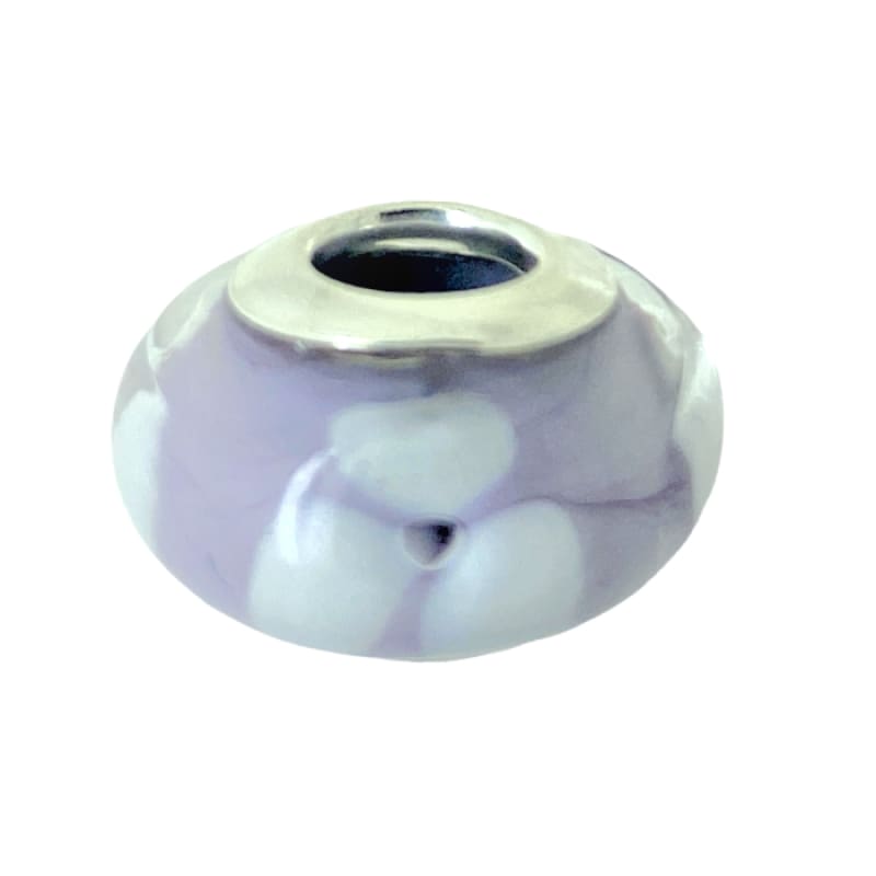 Charm ovalo lila con blanco Murano y Plata Italiana 925 - Perfumisimo