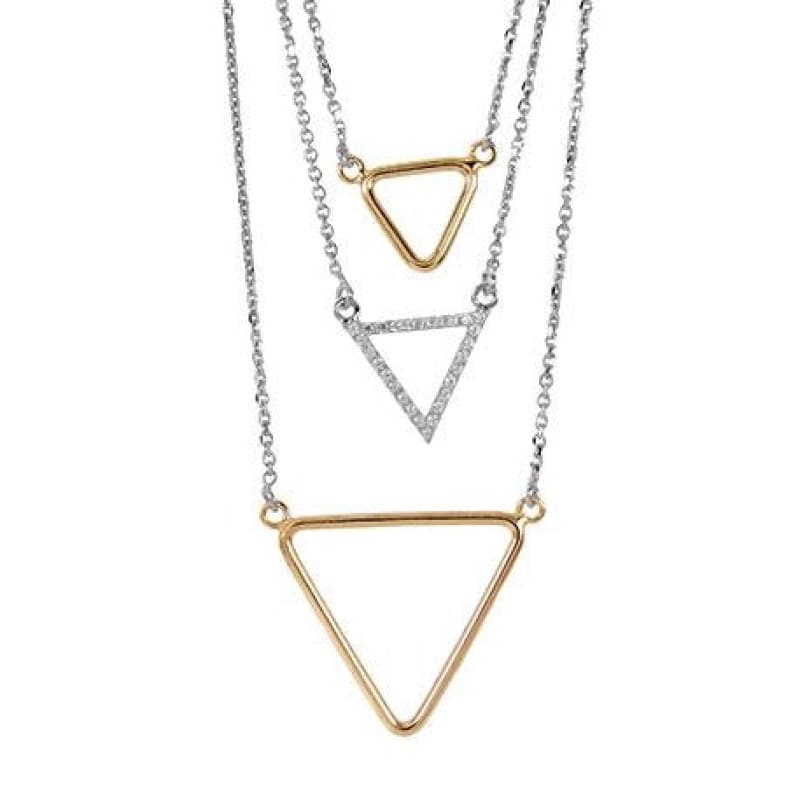 Collar 3 triángulos 2 Oro 1 piedras Plata Italiana 925 - Metalli - Default Title - Perfumisimo