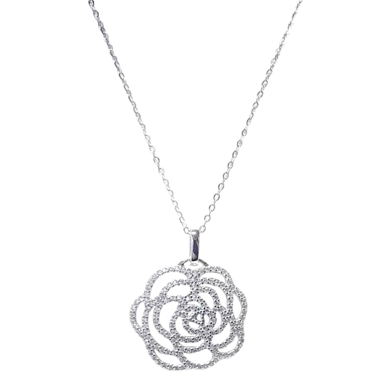 Collar rosa con piedras blancas Plata Italiana 925 - Metalli - Default Title - Perfumisimo