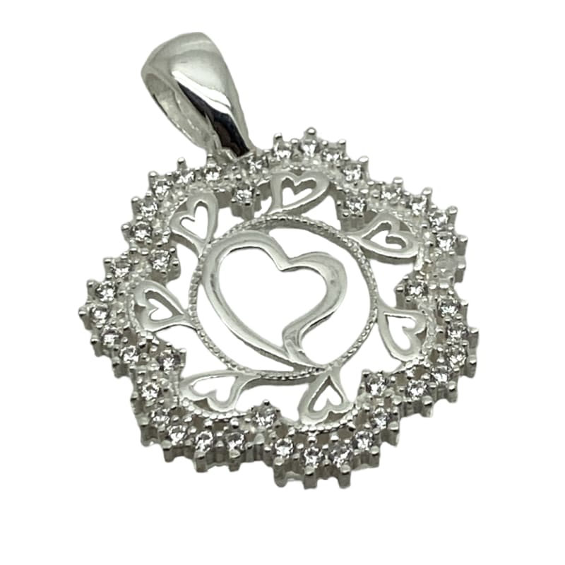 Dije flor de corazones curvos con piedras Plata Italiana 925 - Metalli - Default Title - Perfumisimo