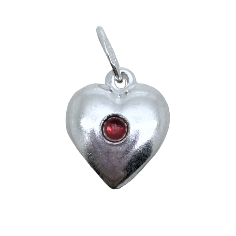 Dije soplado corazón con piedra roja Plata Italiana 925 - Metalli - Default Title - Perfumisimo