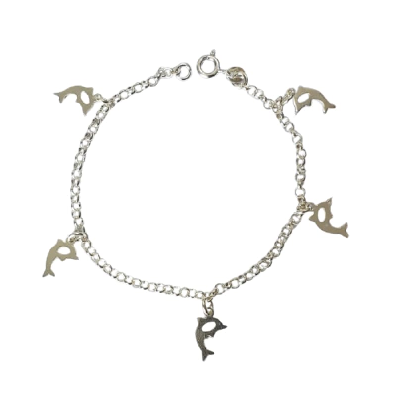 Pulsera 5 delfines abiertos, 19cm plata 925 - Metalli - Default Title - Perfumisimo