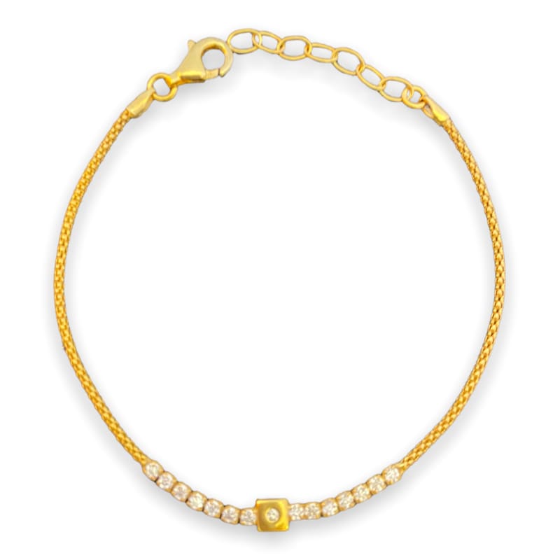 Pulsera baño de Oro con cuadro y piedras 20cm - Metalli - Default Title - Perfumisimo