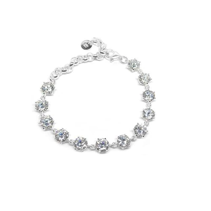 Pulsera con 12 piedras blancas italiana 18cm - Metalli - Default Title - Perfumisimo