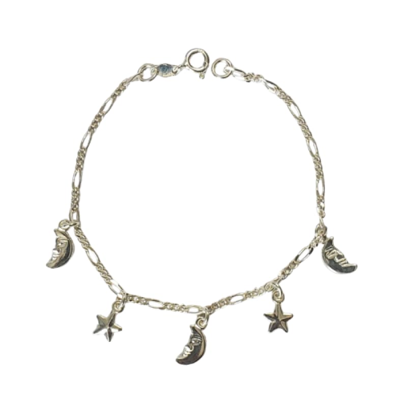 Pulsera luna y estrellas, 5 dijes plata 925 - Metalli - Default Title - Perfumisimo