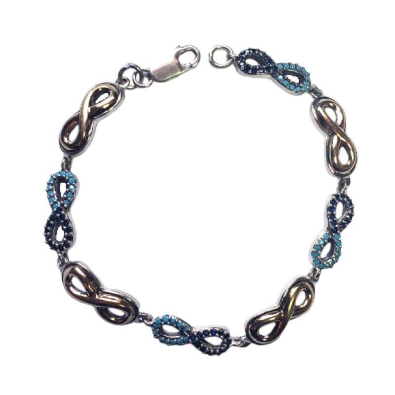 Pulsera Oro y Plata infinitos de piedra Colombiana 20cm - Metalli - Default Title - Perfumisimo
