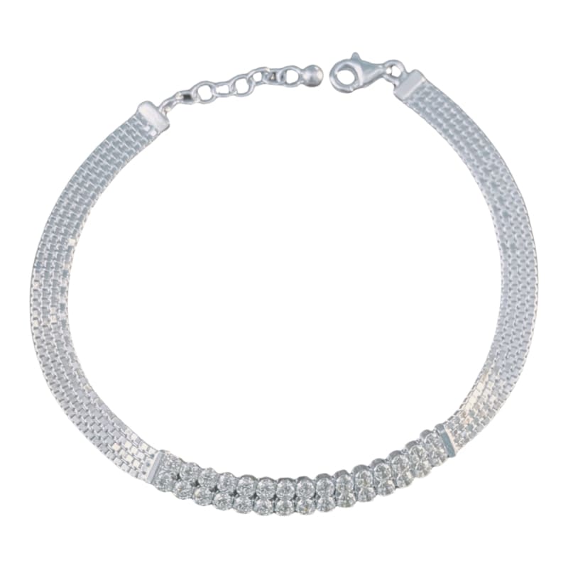 Pulsera plana con piedras italiana 19cm Plata 925 - Metalli - Default Title - Perfumisimo