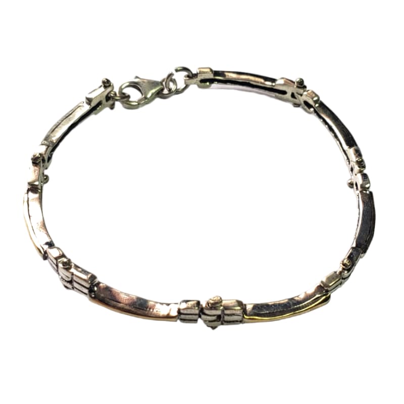 Pulsera Plata y aplicaciones de Oro barras 18cm - Metalli - Default Title - Perfumisimo