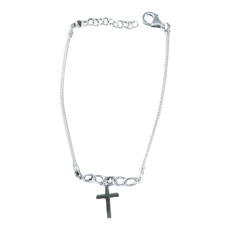 Pulsera rodinada de malla cruz 20cm Plata Italiana 925 - Metalli - Default Title - Perfumisimo