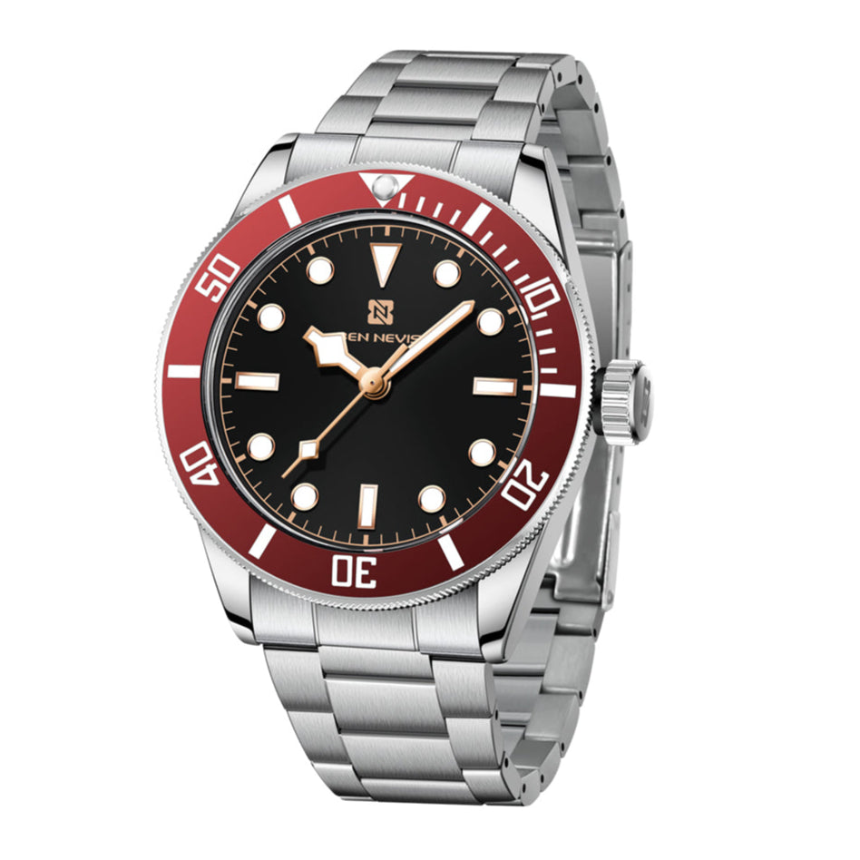 Reloj Ben Nevis aleación con correa de acero Bisel rojo