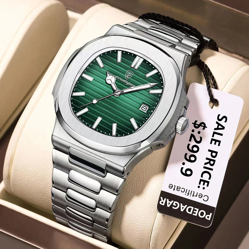Reloj Poedagar cuadrado verde de lujo hombre luminoso cuarzo