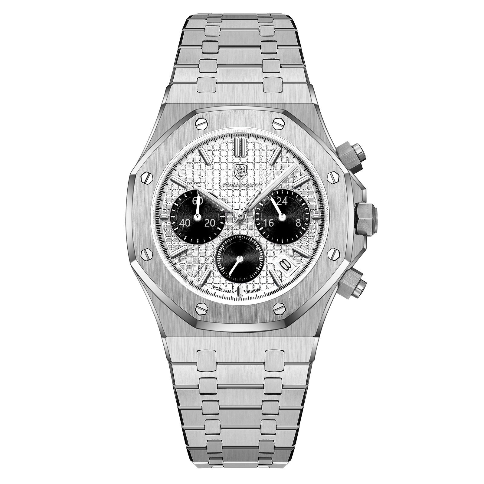 Reloj Poedagar octogonal plata de lujo hombre Royal Oak POE014